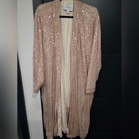 Mare Mare Tops - Sparkling Rose Gold Sequin Duster Cardigan Mare Mare Anthropologie 1xl